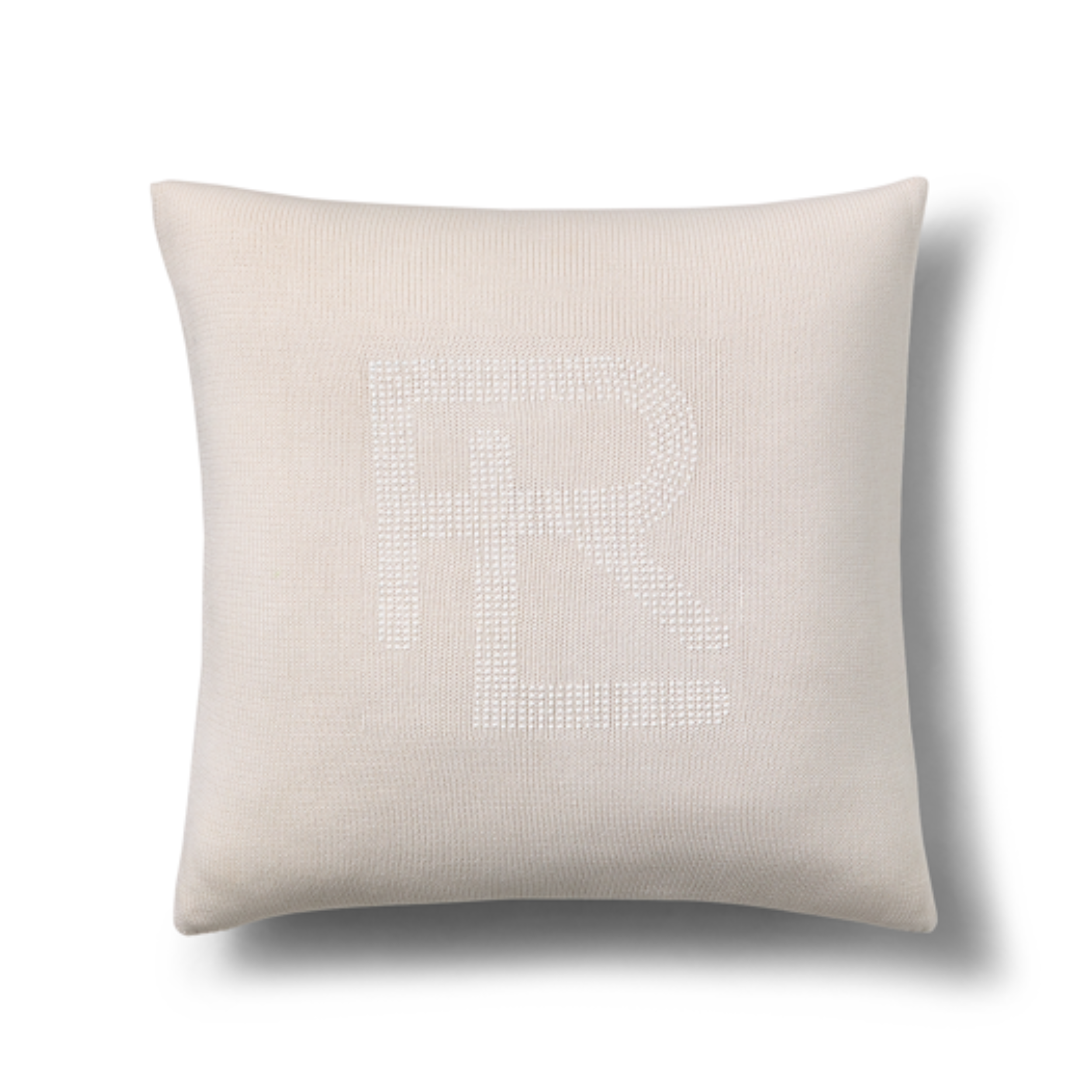 כרית נוי Hawthorne קרם מבית Ralph Lauren Home עם עבודת חרוזים ולוגו מונוגרמה