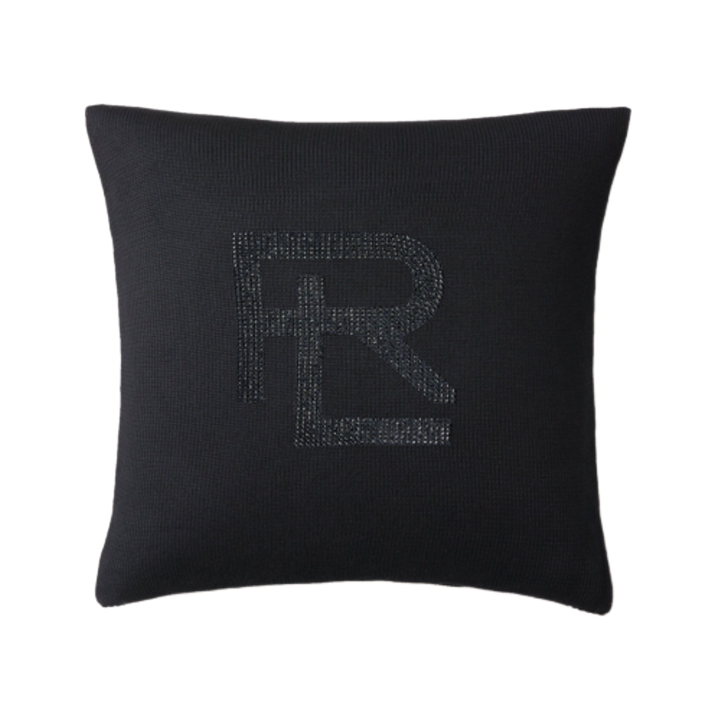 כרית נוי Hawthorne שחור מבית Ralph Lauren Home עם עבודת חרוזים ולוגו מונוגרמה