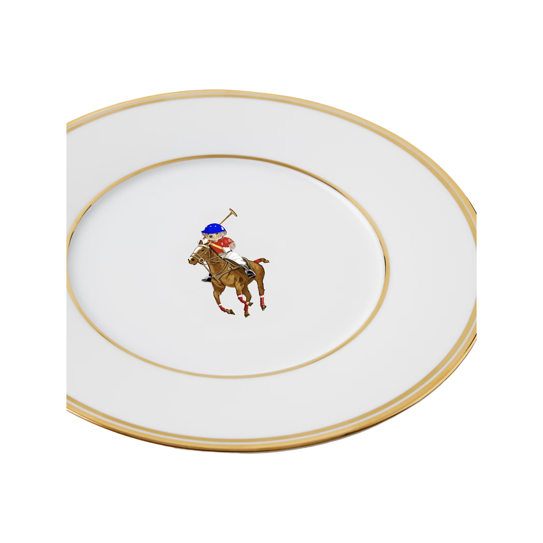 סט מתנה Polo Bear מבית Ralph Lauren Home עם צלחות וקעריות פורצלן בעיטור זהב