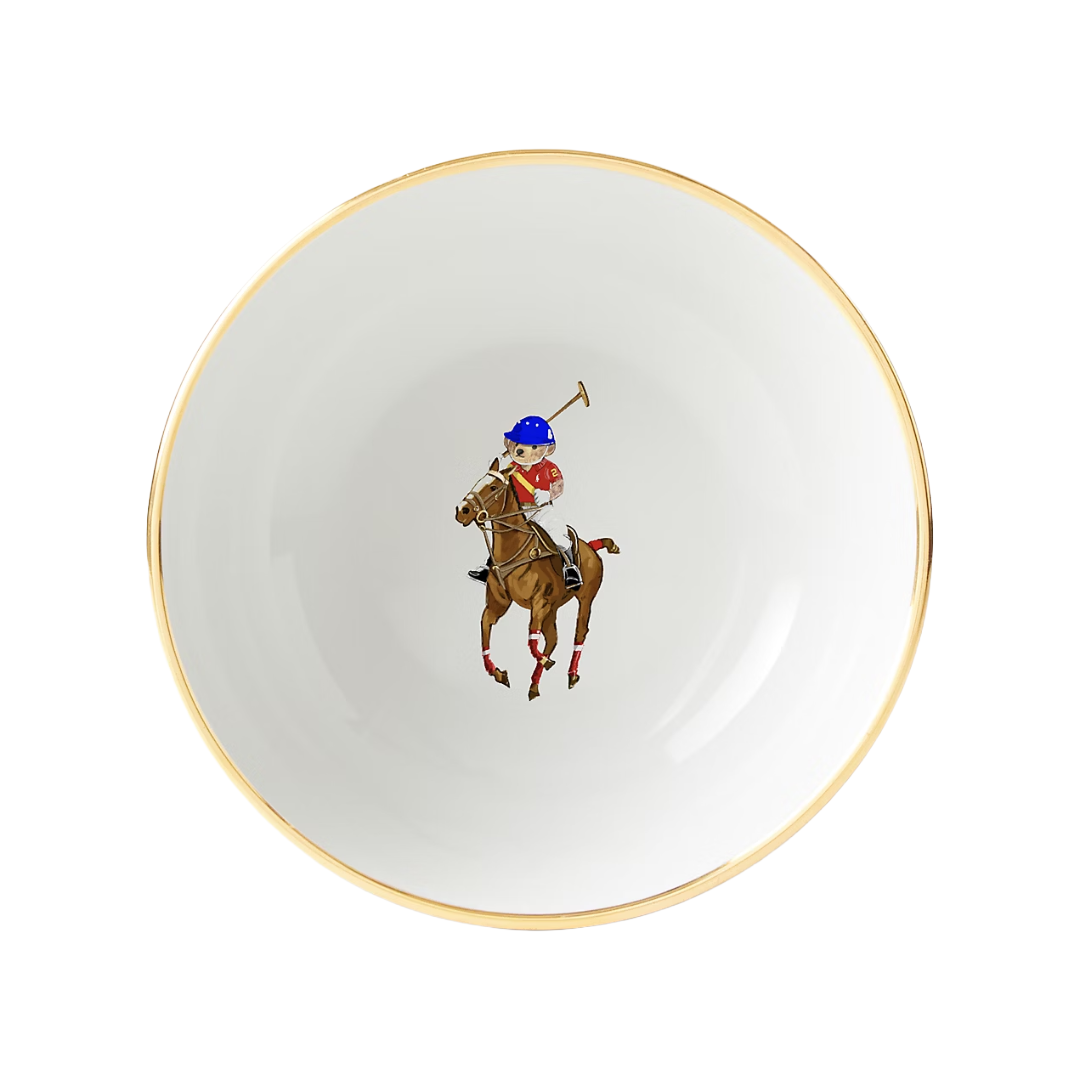 סט מתנה Polo Bear מבית Ralph Lauren Home עם צלחות וקעריות פורצלן בעיטור זהב
