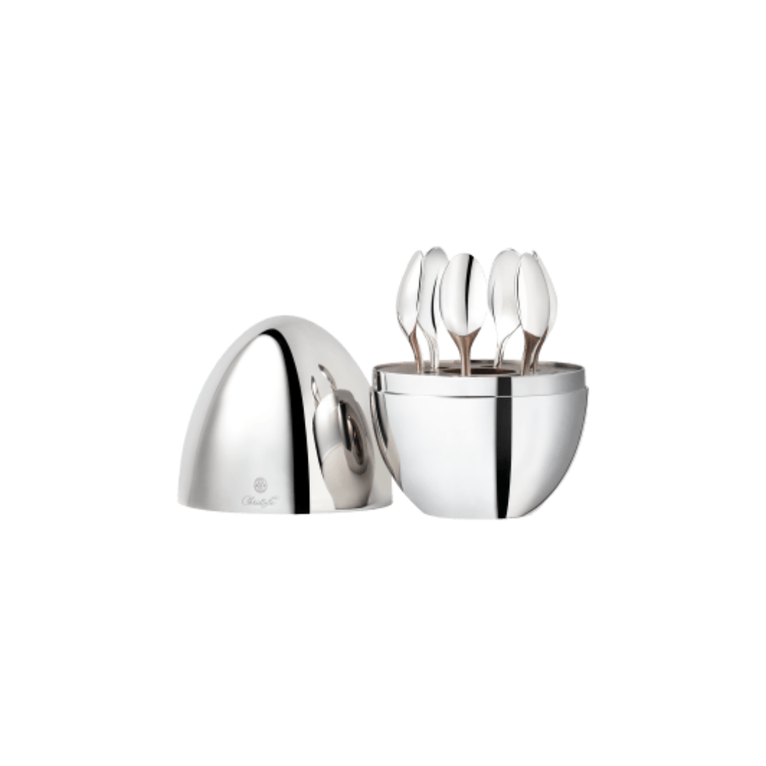 Mood Coffee 6-Piece Silver-Plated Espresso Spoon Set with Chest