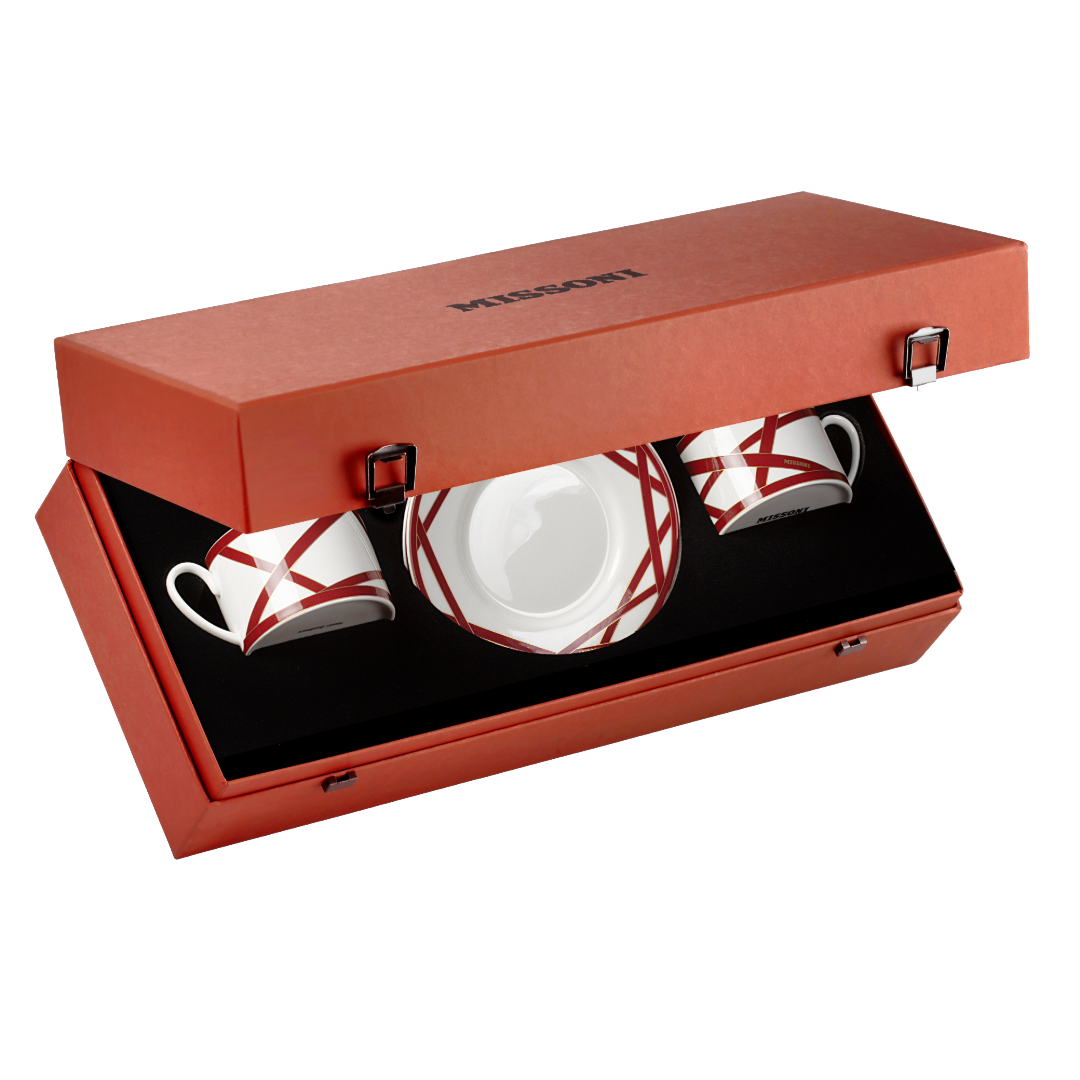NASTRI BOX SET, TEA CUP & SAUCER , Bordeaux X2