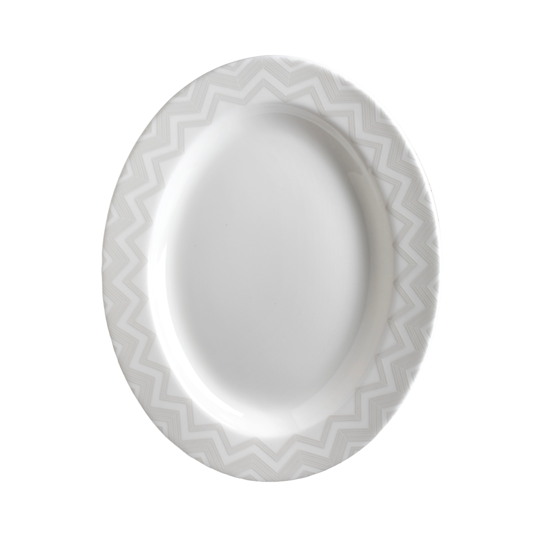ZIG ZAG WHITE Oval Dish - Piatto Ovale