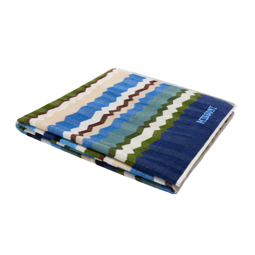 Eva Beach Towel in 100% Cotton, Turquoise Multicoloured- 180x100 cm