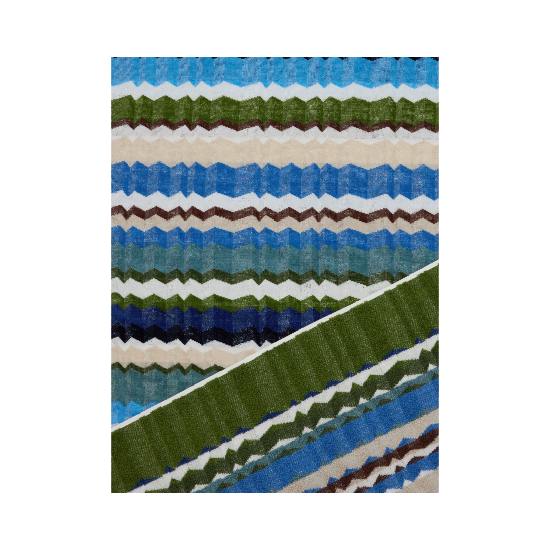 Eva Beach Towel in 100% Cotton, Turquoise Multicoloured- 180x100 cm