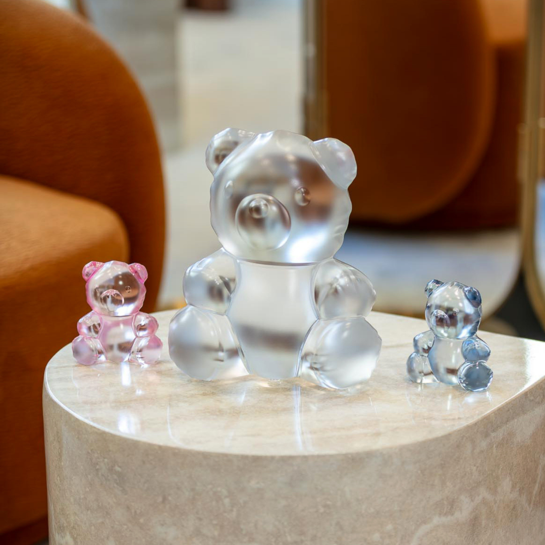 Teddy Air small sculpture Clear Crystal, Blue luster