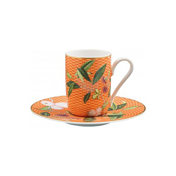 Tresor Fleuri Orange - Expresso Cup And Saucer
