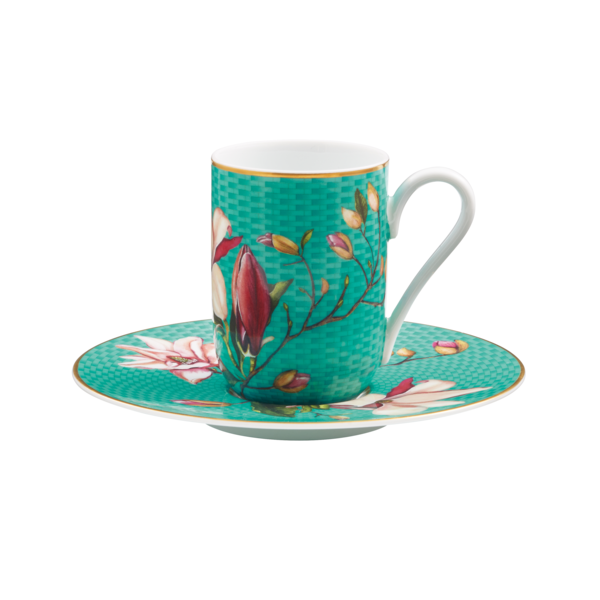 Trésor Fleuri (turquoise) - Expresso cup and saucer