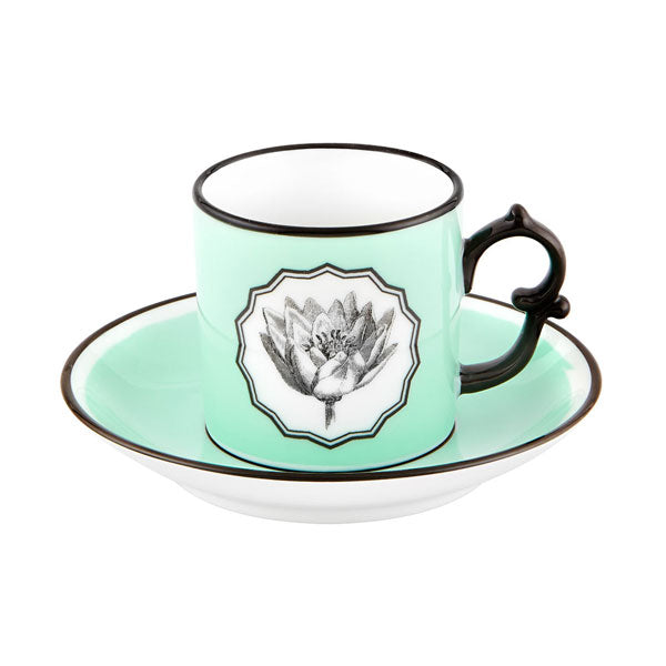 HERBARIAE COFFEE CUP AND SAUCER GREEN