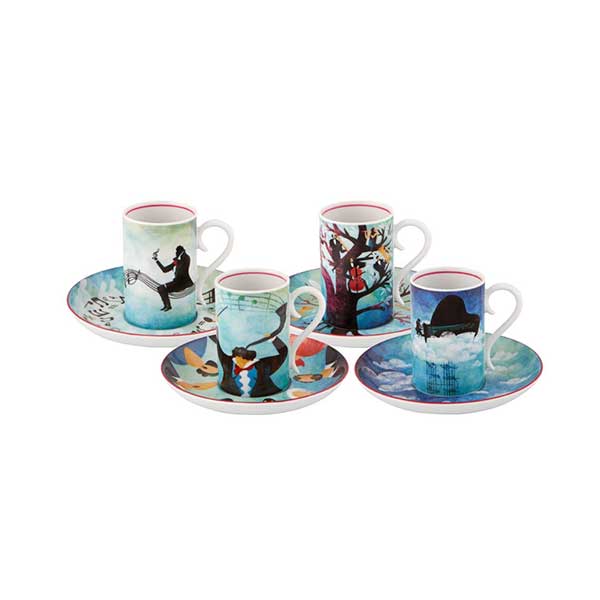 Für Beethoven - Set 4 Coffee Cups w/ Saucers by Fatinha Ramos