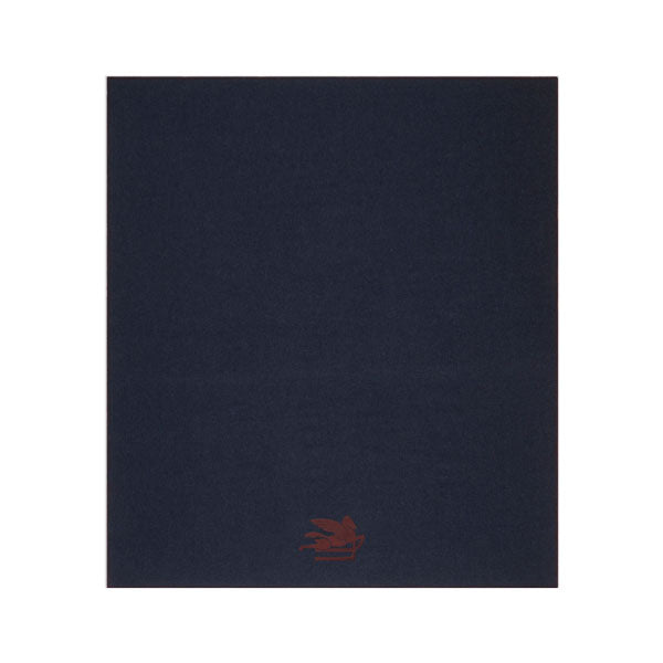 embroidered WOOL THROW BLANKET - Blue