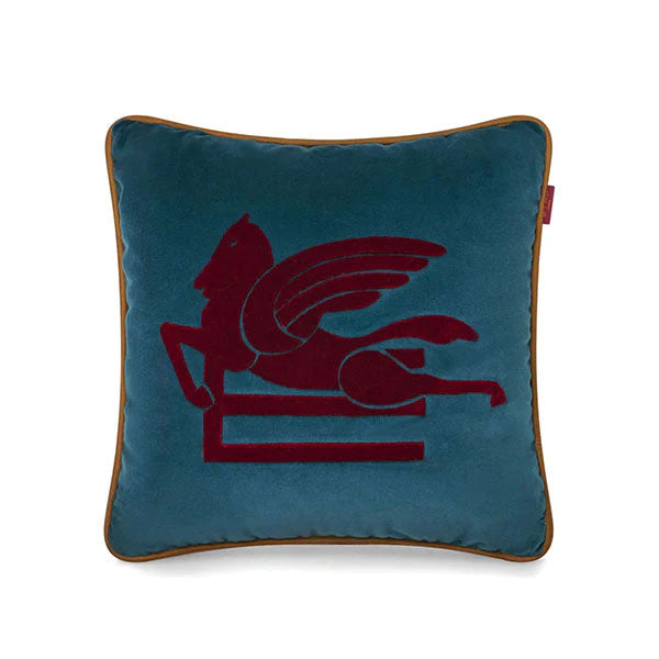 NEW SOMERSET, EMBROIDERED CUSHION W/CORD - Blue