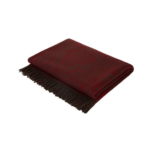 FRINGED THROW 140X180 , ALOCASIA - RED