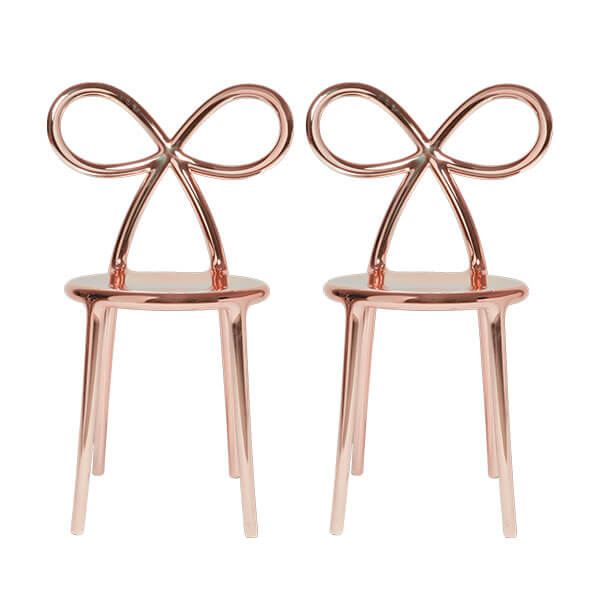 Ribbon Chair Metal Finish – Set Of 2 Pieces