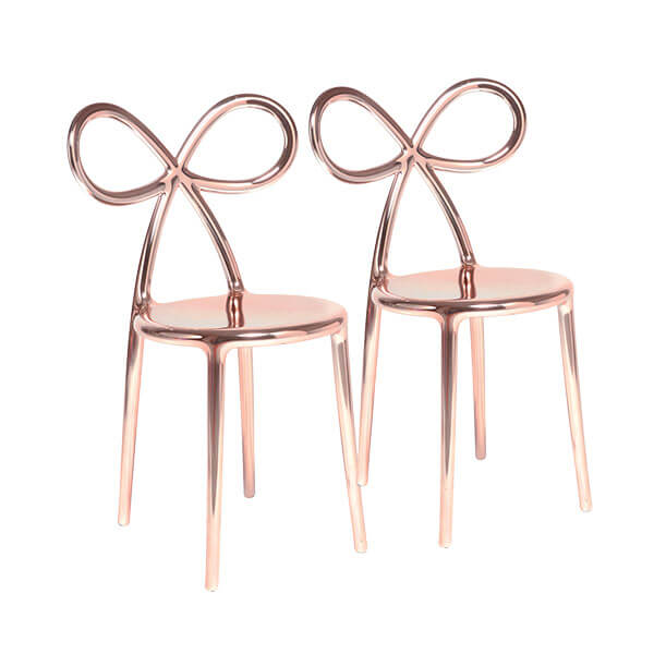 Ribbon Chair Metal Finish – Set Of 2 Pieces