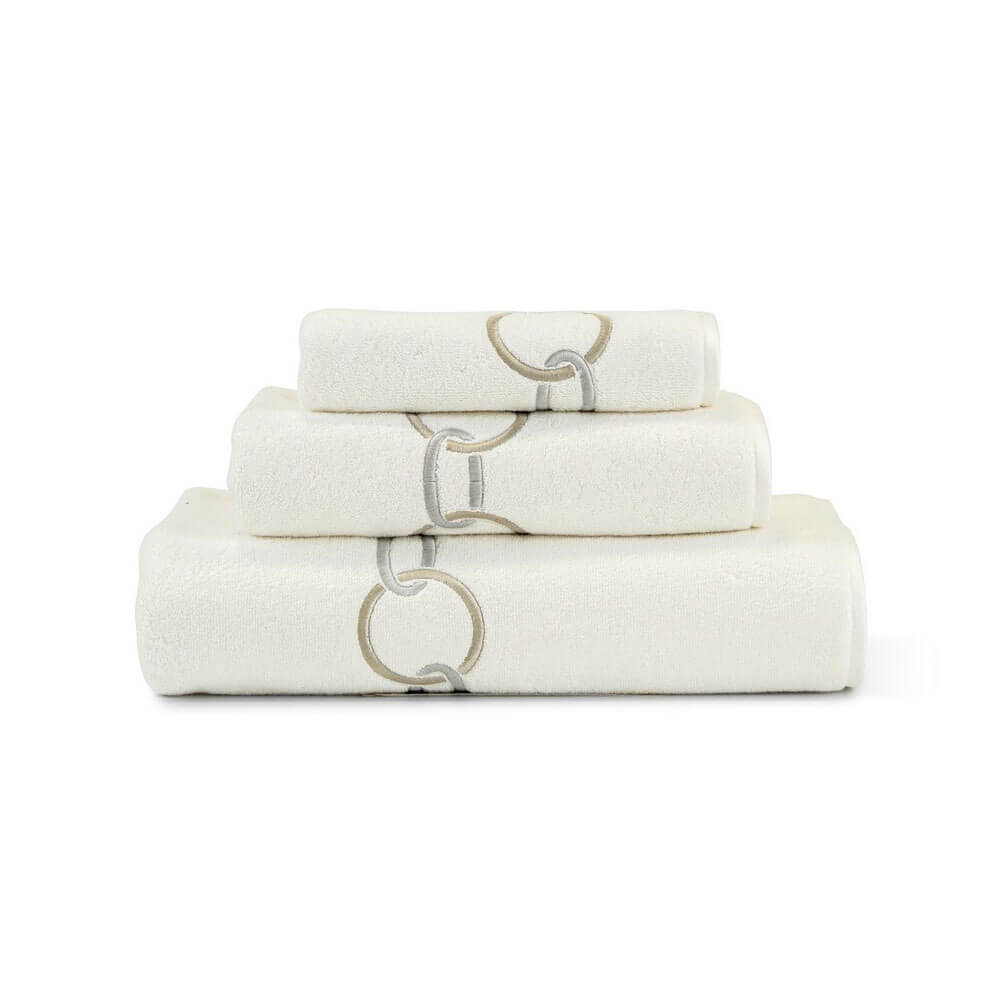 Links Embroidered Hand Towel – Savage Beige/Cliff Grey