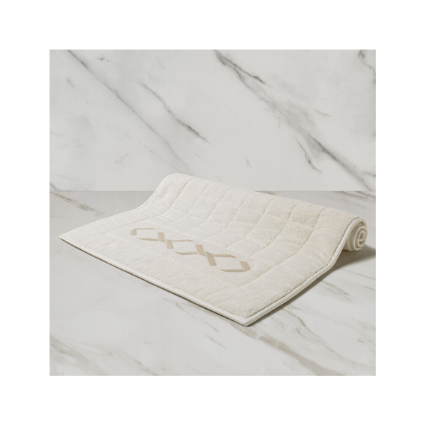 CONTINUITY EMBROIDERED BATH MAT - Milk/Ivory