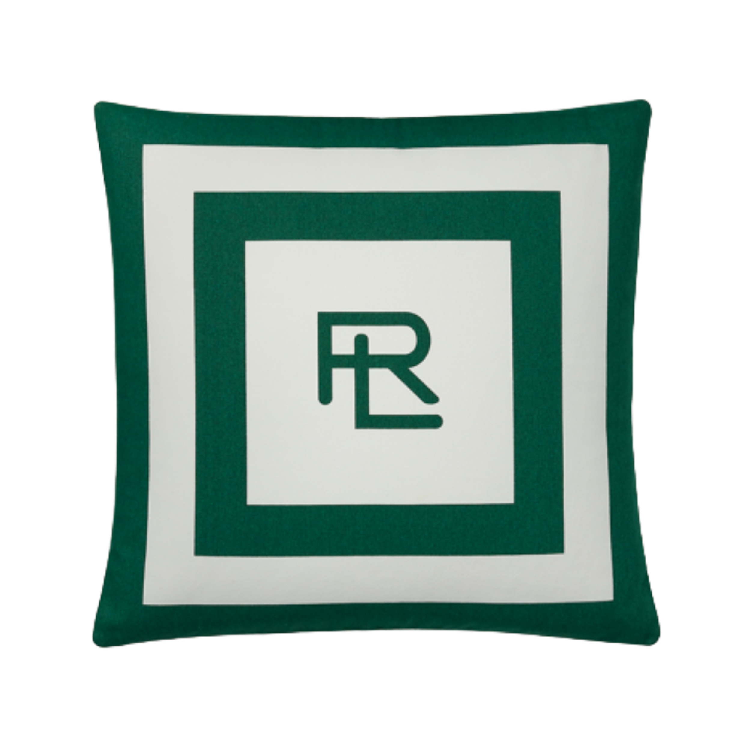 כרית נוי Holton ירוק ולבן מבית Ralph Lauren Home עם פסים קלאסיים ולוגו אייקוני