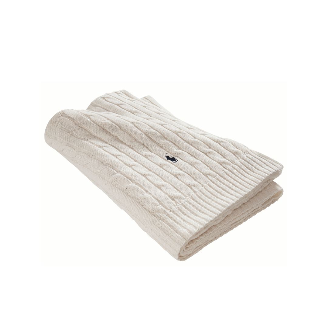 cable knit cashmere throw - Off White, 152X152