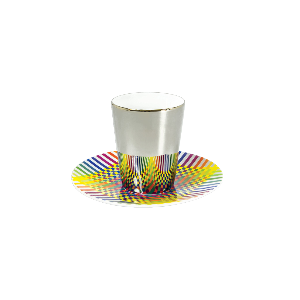 SURFACE COLORÉE B29 Julio le Parc Set of 2 platinum espresso cups and saucers 73 ml