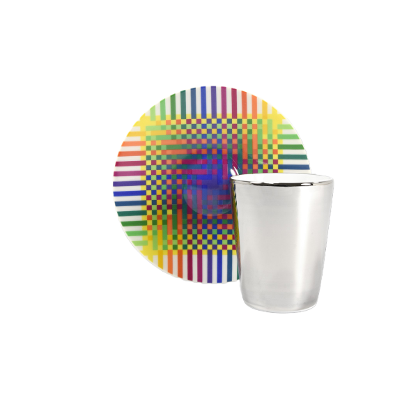 SURFACE COLORÉE B29 Julio le Parc Set of 2 platinum espresso cups and saucers 73 ml