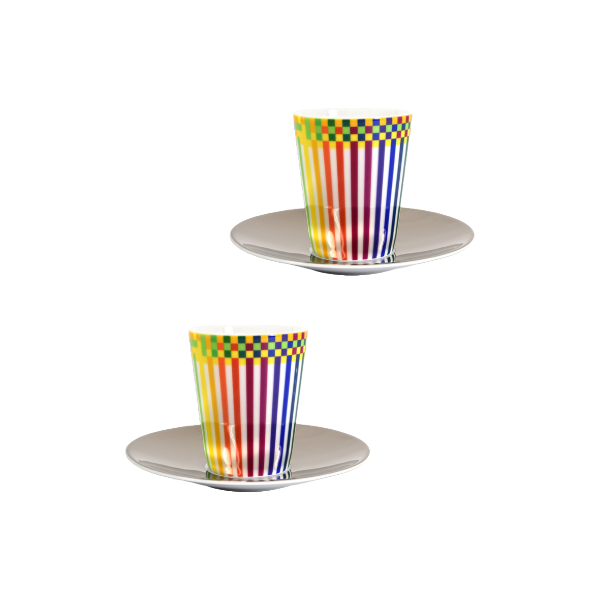 SURFACE COLORÉE B29 Julio le Parc Set of 2 espresso cups and platinum saucer 73 ml