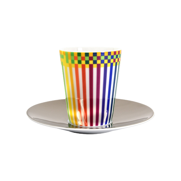 SURFACE COLORÉE B29 Julio le Parc Set of 2 espresso cups and platinum saucer 73 ml