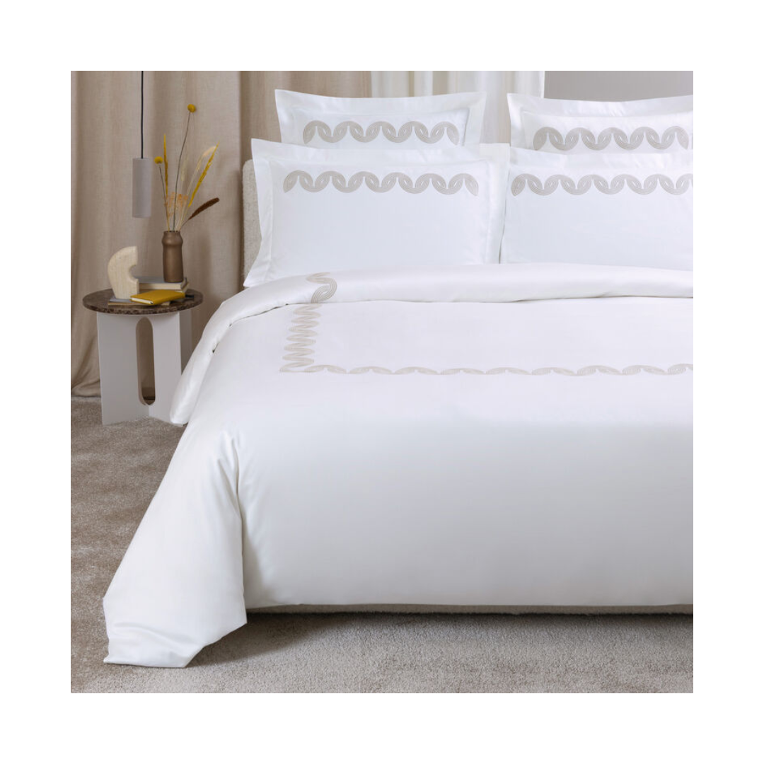 Grace Avant Garde Embroidery Duvet Cover, Milk-SavageBeige