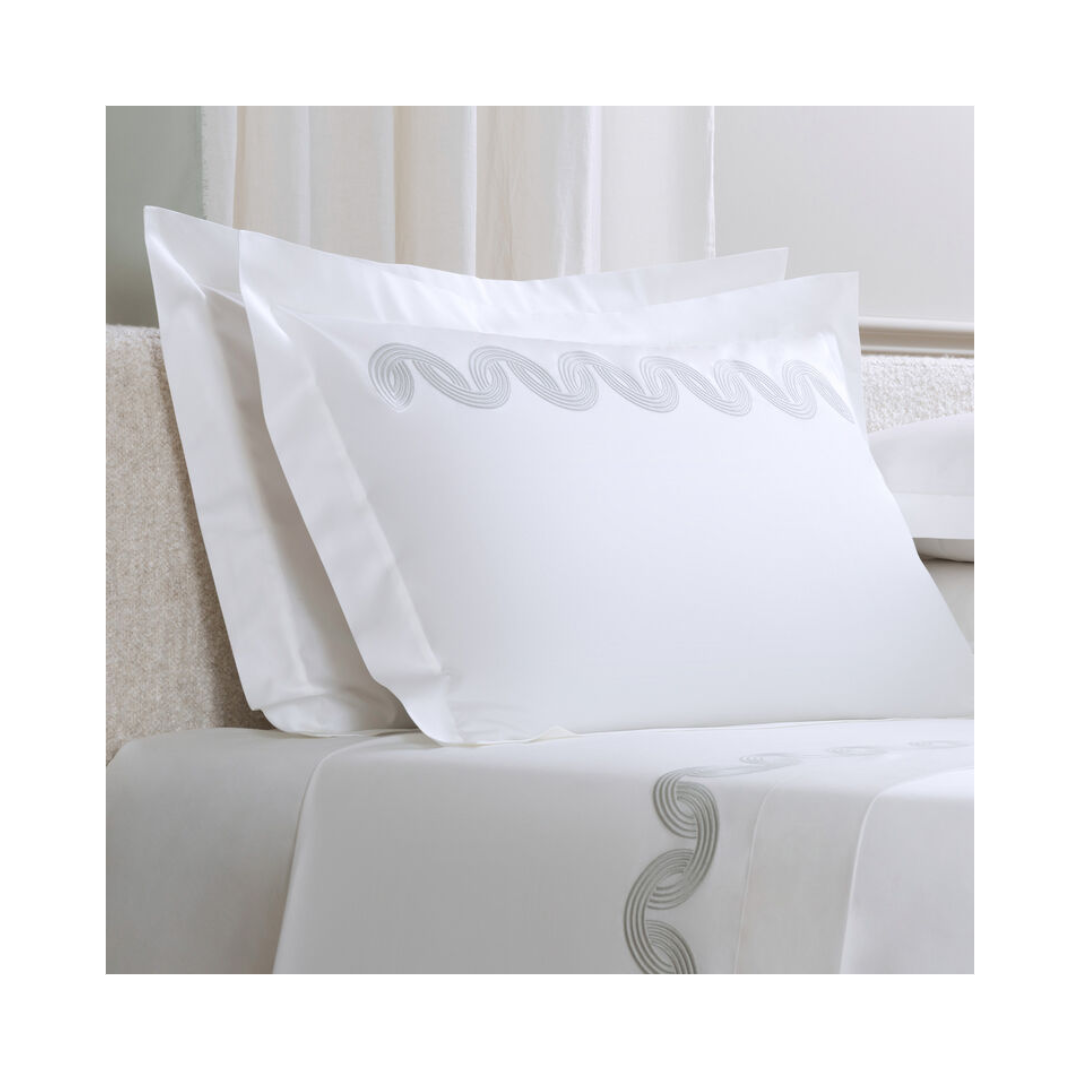 Grace Avant Garde Embroidery Sham, Milk-Verdigris