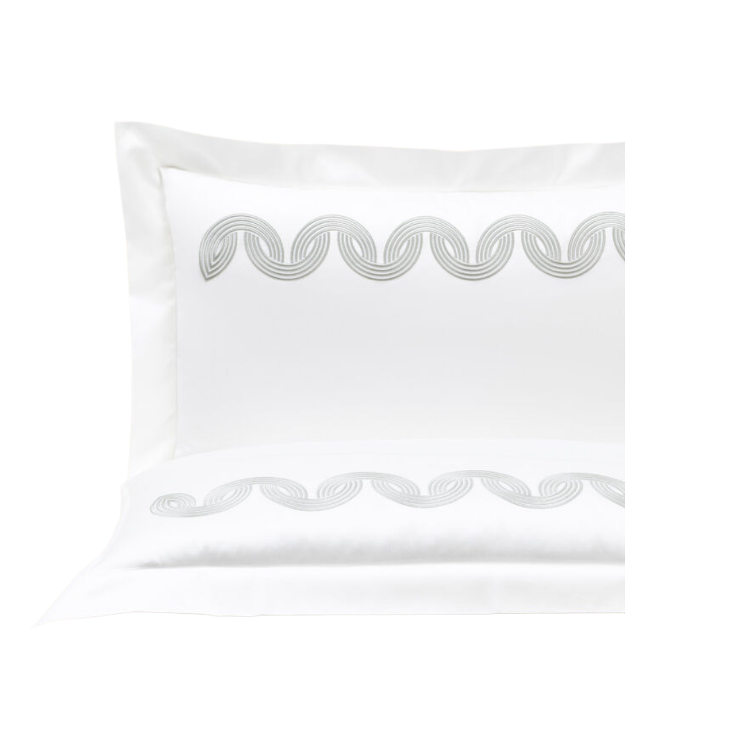 Grace Avant Garde Embroidery Sham, Milk-Verdigris