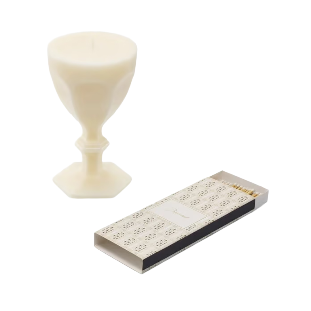 Harcourt Glass Candle, Ivory