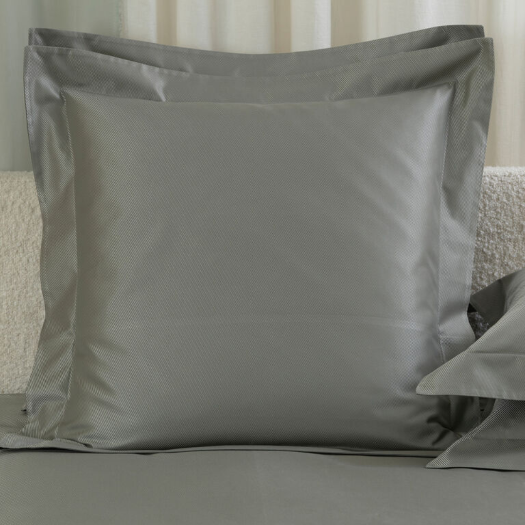 Oblique Jacquard Euro Sham, Verdigris-SavageBeige