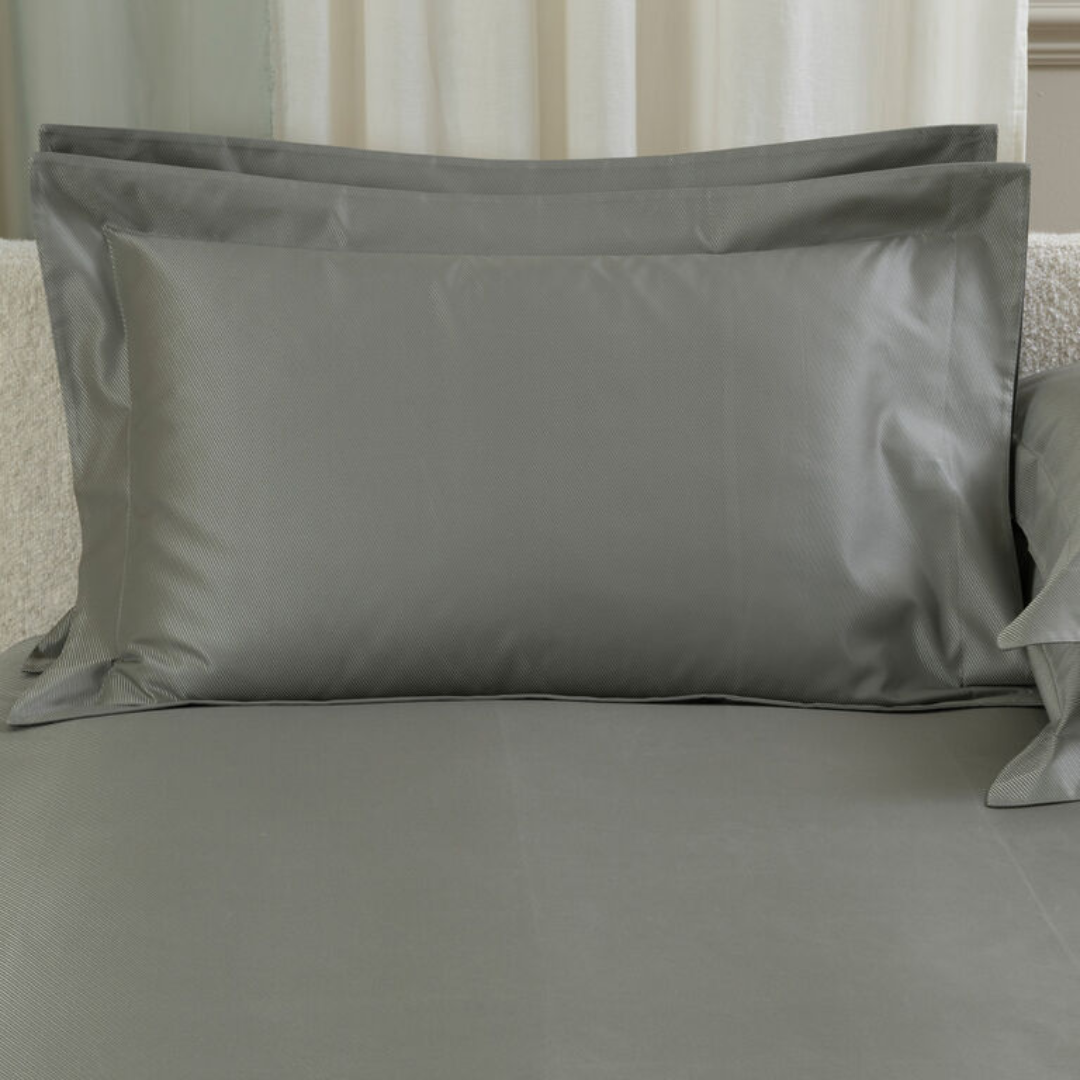 Oblique Jacquard Sham, Verdigris-SavageBeige