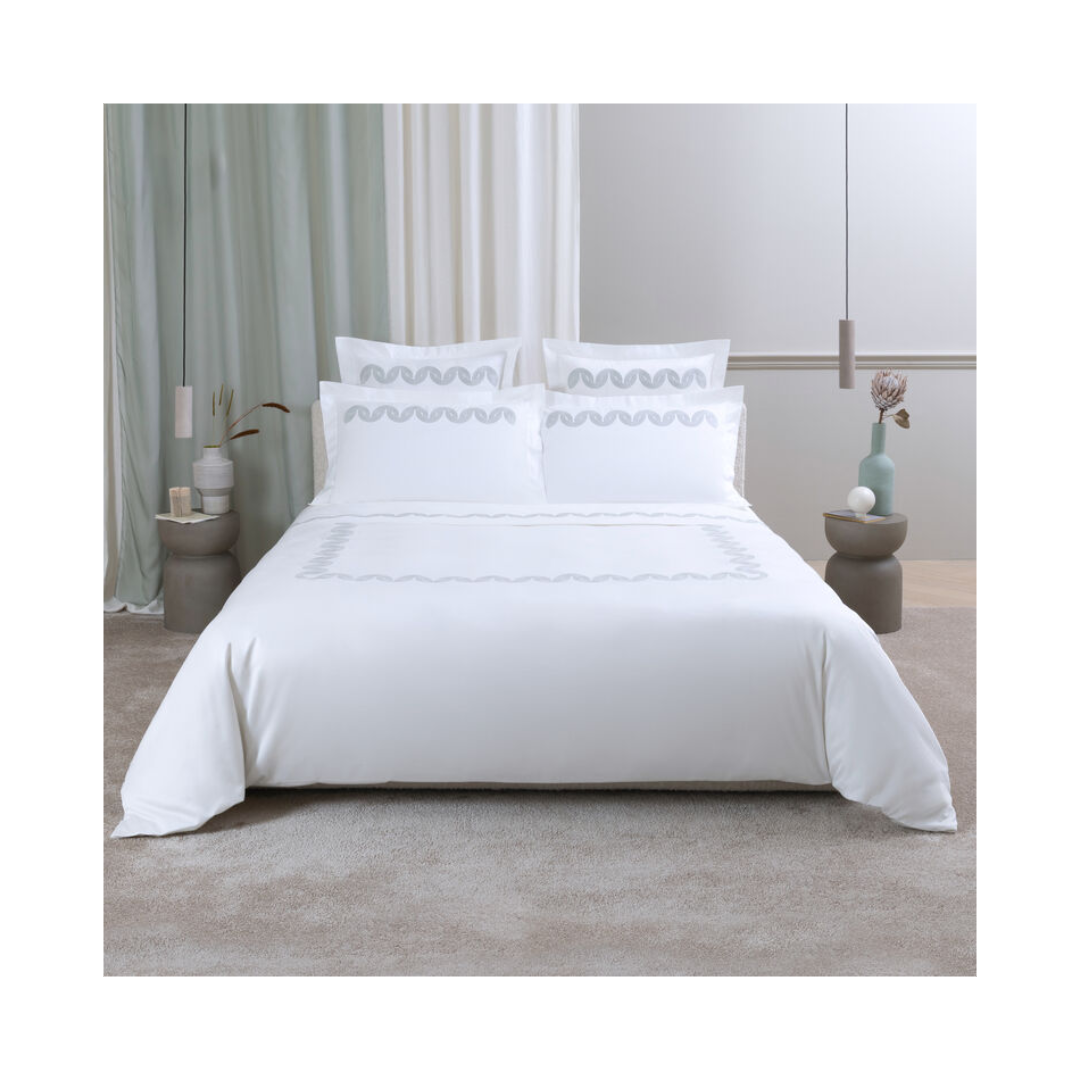 Grace Avant Garde Embroidery Duvet Cover, Milk-Verdigris