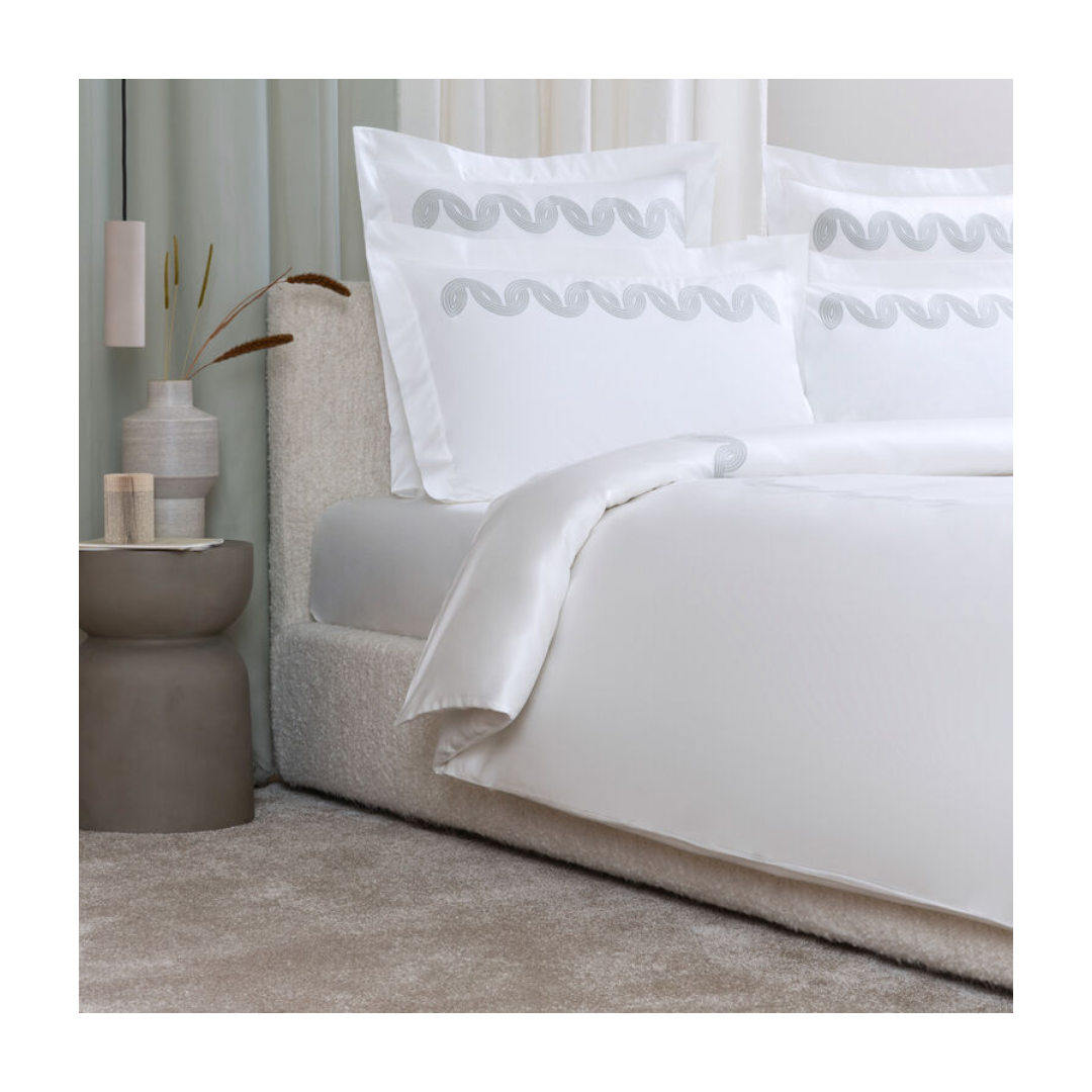 Grace Avant Garde Embroidery Duvet Cover, Milk-Verdigris