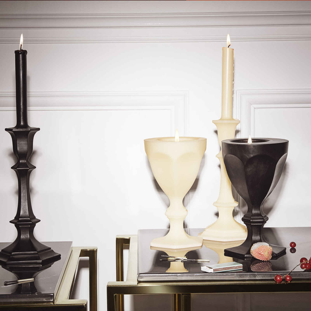 Harcourt Glass Candle, Black
