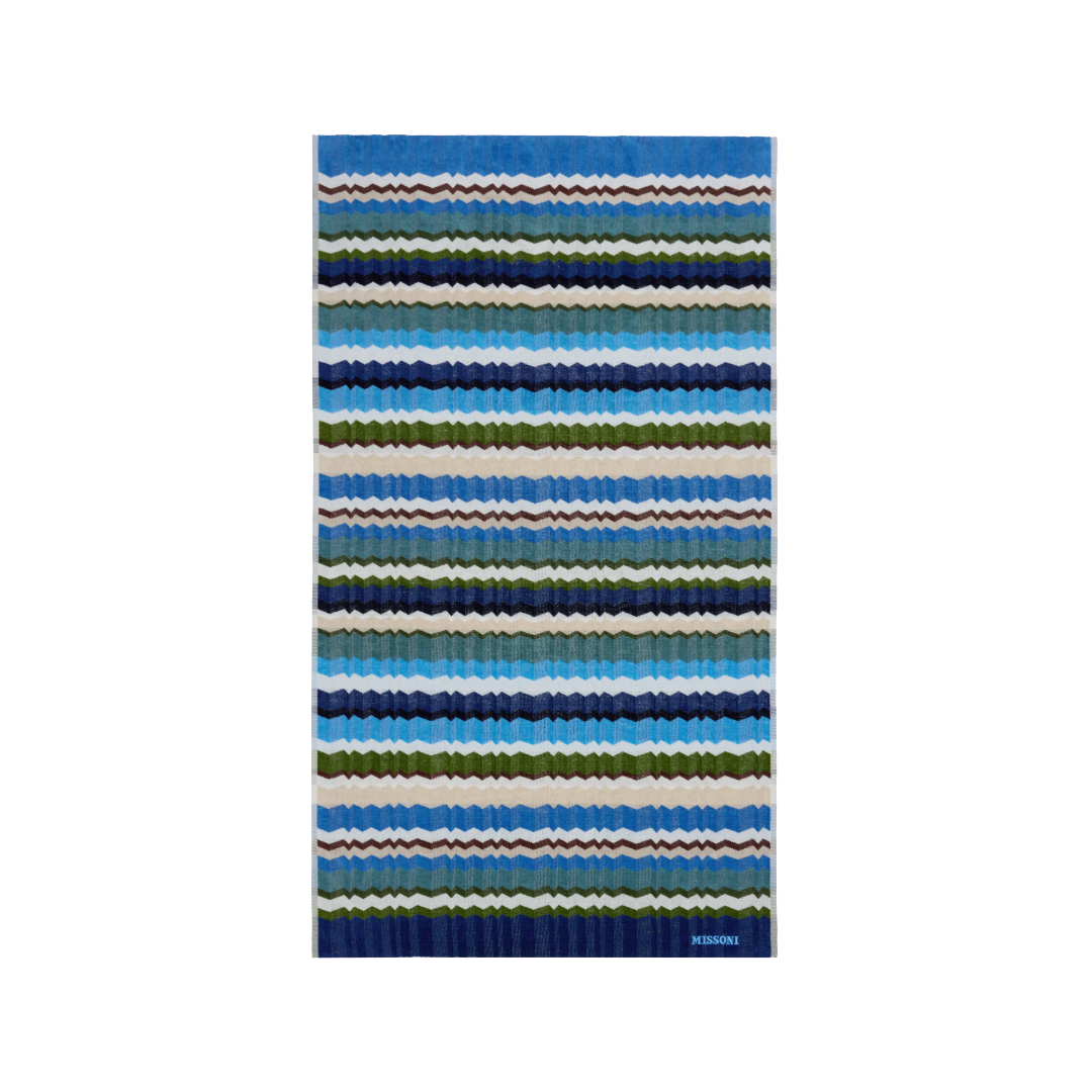 Eva Beach Towel in 100% Cotton, Turquoise Multicoloured- 180x100 cm