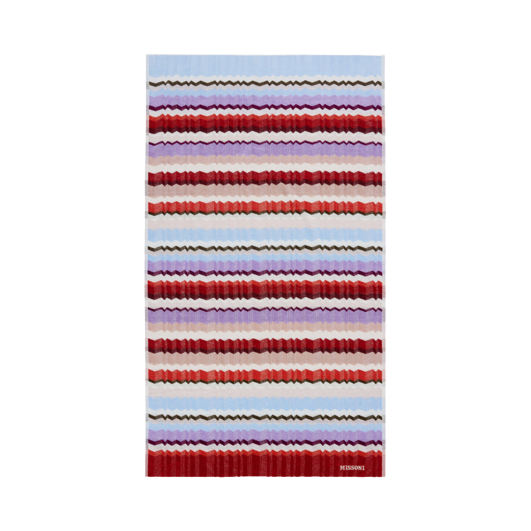 Eva Beach Towel in 100% Cotton, Red & Multicoloured - 180x100 cm