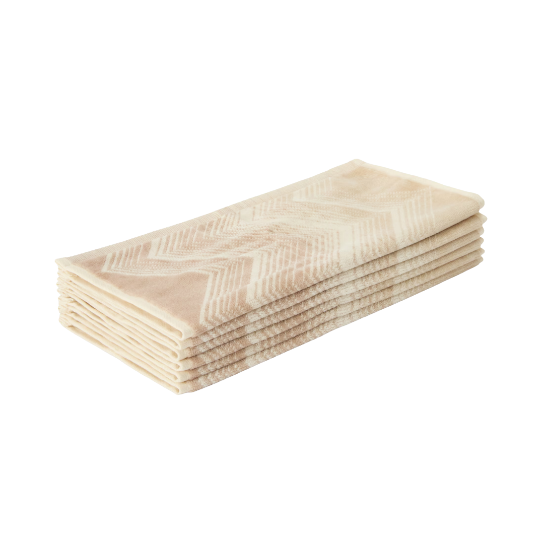 Marea set of 6 pure cotton face towels, Beige
