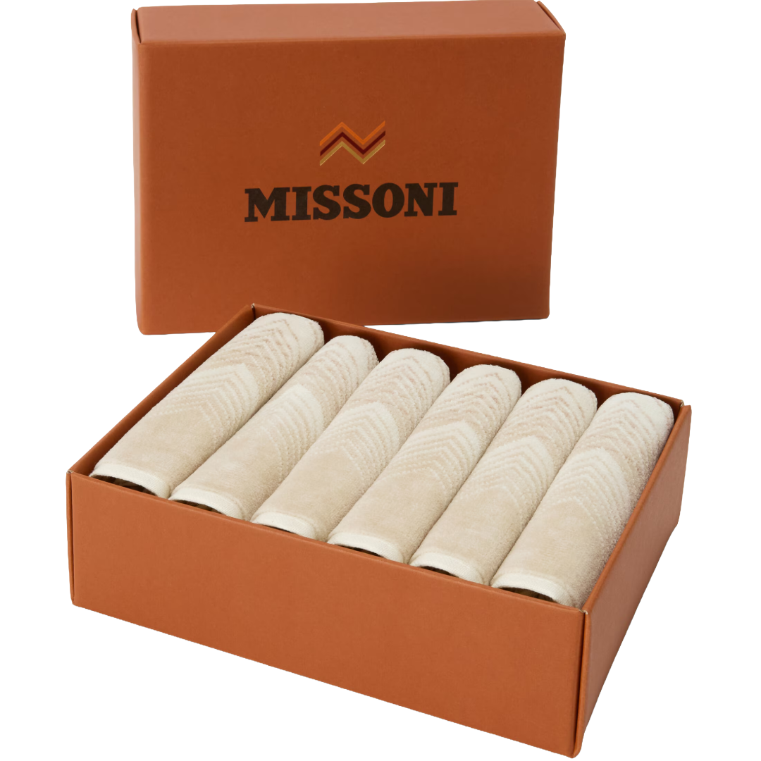 Marea set of 6 pure cotton face towels, Beige