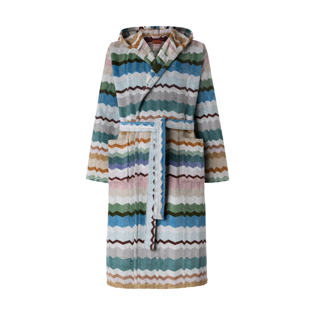 Eva hooded cotton terry bathrobe, Multicoloured