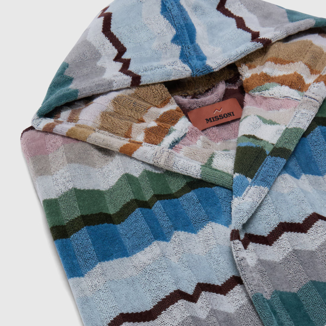 Eva hooded cotton terry bathrobe, Multicoloured