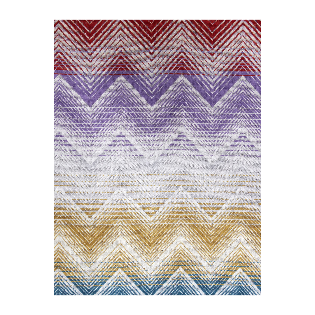 Marea Hooded Bathrobe in cotton terry with chevron pattern, Multicoloured