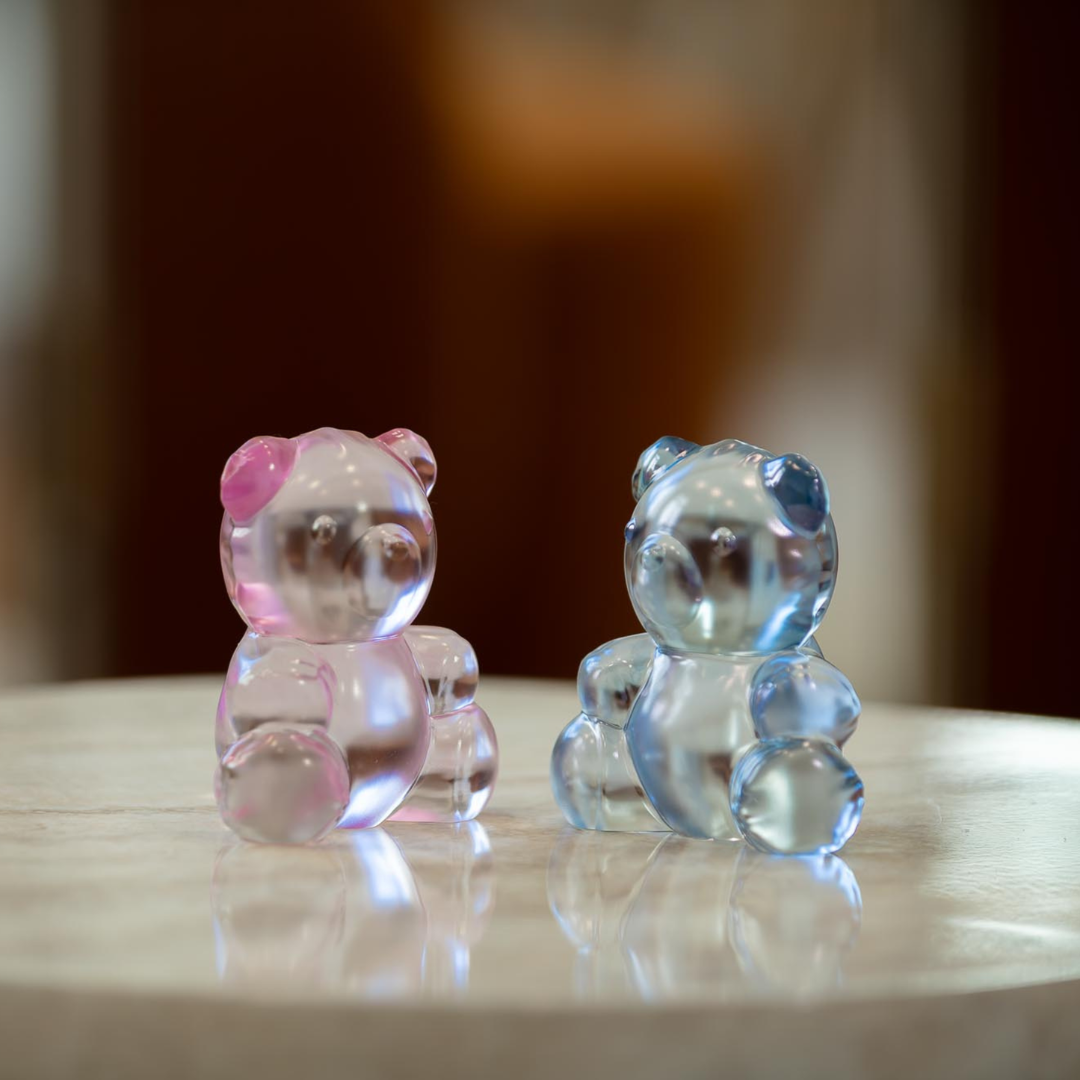 Teddy Air small sculpture Clear Crystal, Blue luster